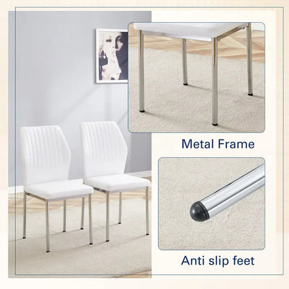 Set of 6 High Resilience Dining Chair with Metal Silver Leg