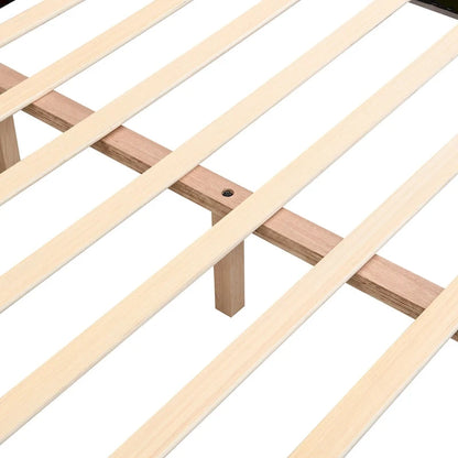 Queen Size Upholstered Platform Bed Modern Tufted Bed Frame with Cookie-Shaped Headboard for Guest Room and Bedroom