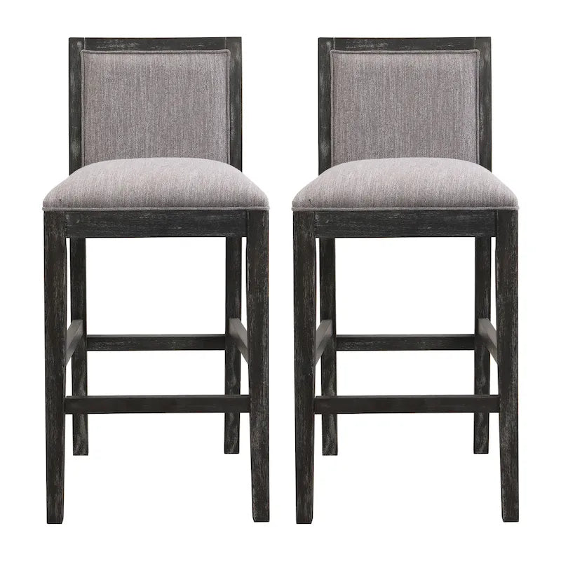 Roomfitters Retro Bar Stools, Set of 2 Upholstered 30.5 Bar Height Chairs with Fabric Cushion and Wood Frame