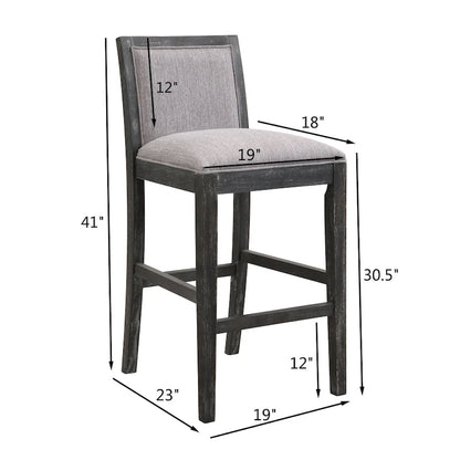 Roomfitters Retro Bar Stools, Set of 2 Upholstered 30.5 Bar Height Chairs with Fabric Cushion and Wood Frame