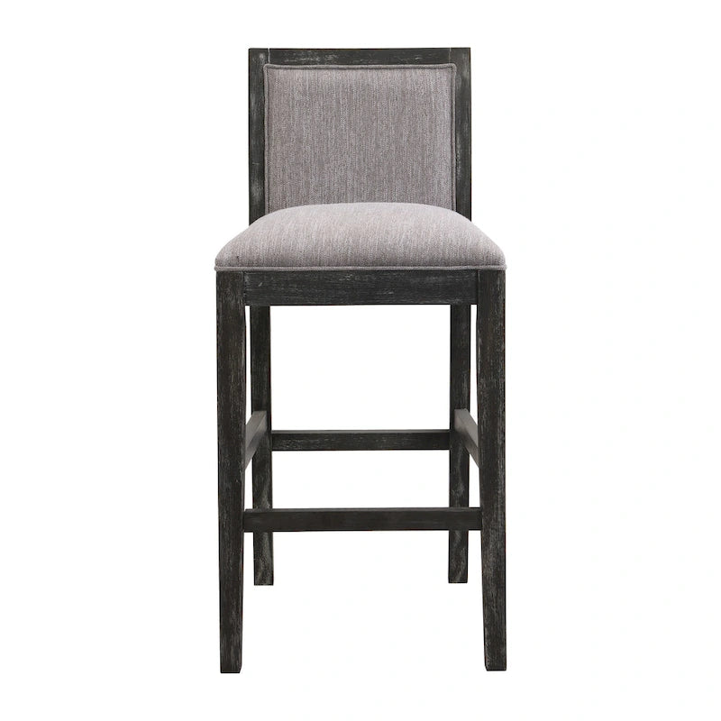 Roomfitters Retro Bar Stools, Set of 2 Upholstered 30.5 Bar Height Chairs with Fabric Cushion and Wood Frame