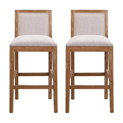 Roomfitters Retro Bar Stools, Set of 2 Upholstered 30.5 Bar Height Chairs with Fabric Cushion and Wood Frame
