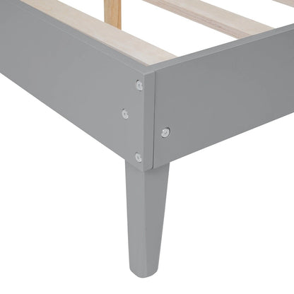 Queen Solid Wood Platform Bed with Nightstands & Headboard Lamps