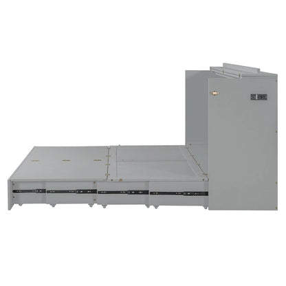 Queen Size Murphy Bed Wall Bed with drawer and a set of Sockets & USB Ports, Pulley Structure Design