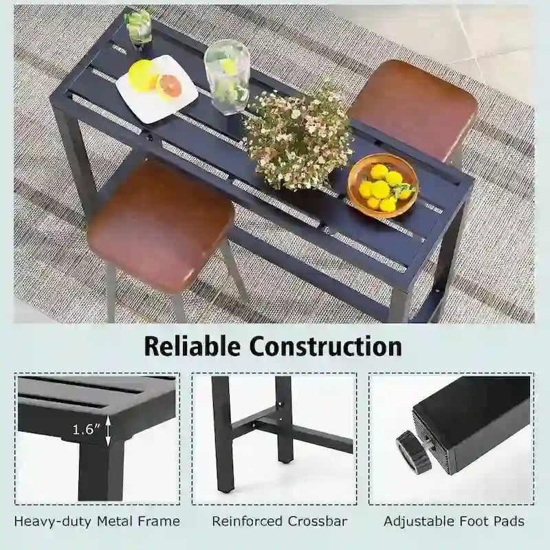 Costway Outdoor Metal Bar Table 48 Patio Rectangular Counter Height - M Size: 48 x 16 x 37.5 (L x W x H)