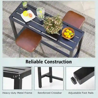 Costway Outdoor Metal Bar Table 48 Patio Rectangular Counter Height - M Size: 48 x 16 x 37.5 (L x W x H)