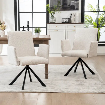 Modern Upholstered Dining Chairs with Swivel Metal Legs