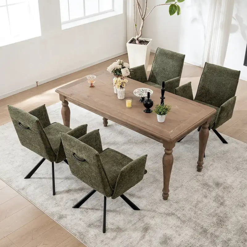 Modern Upholstered Dining Chairs with Swivel Metal Legs