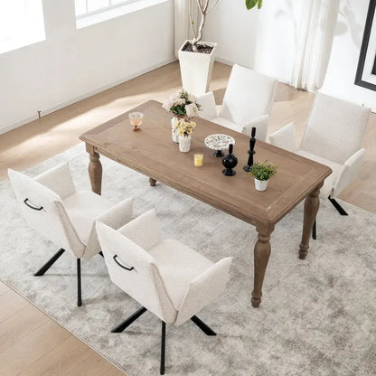 Modern Upholstered Dining Chairs with Swivel Metal Legs