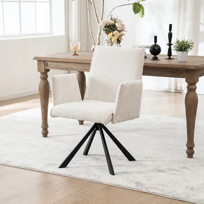 Modern Upholstered Dining Chairs with Swivel Metal Legs