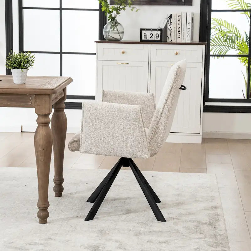 Modern Upholstered Dining Chairs with Swivel Metal Legs