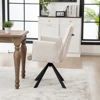 Modern Upholstered Dining Chairs with Swivel Metal Legs