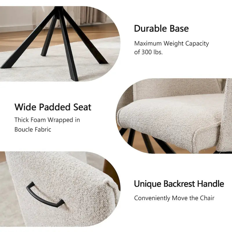 Modern Upholstered Dining Chairs with Swivel Metal Legs