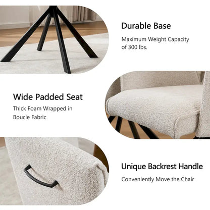 Modern Upholstered Dining Chairs with Swivel Metal Legs