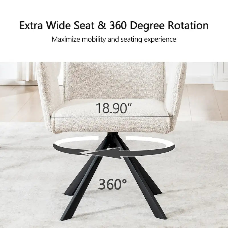 Modern Upholstered Dining Chairs with Swivel Metal Legs