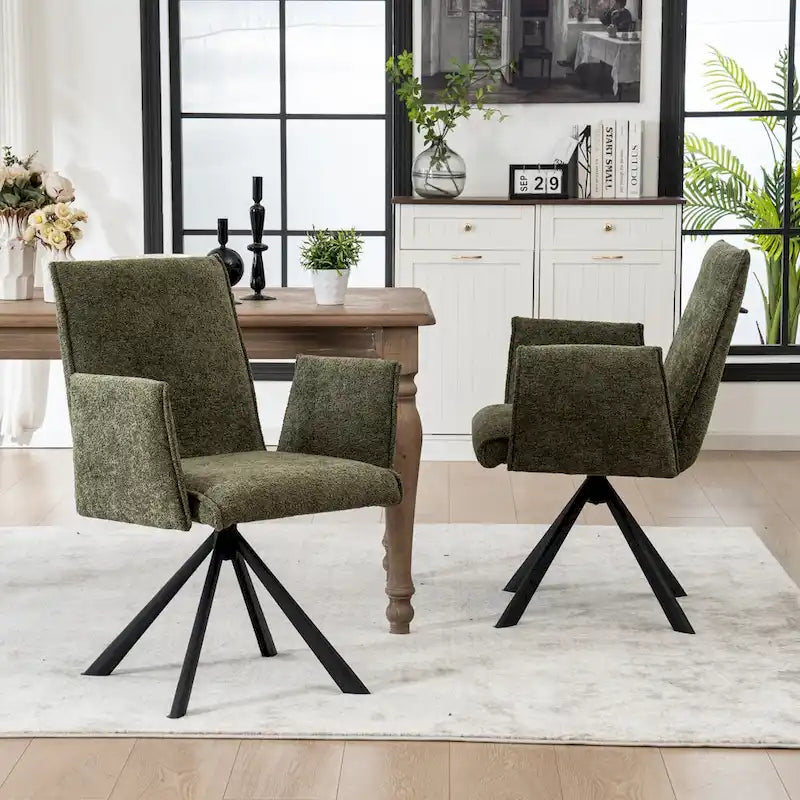 Modern Upholstered Dining Chairs with Swivel Metal Legs