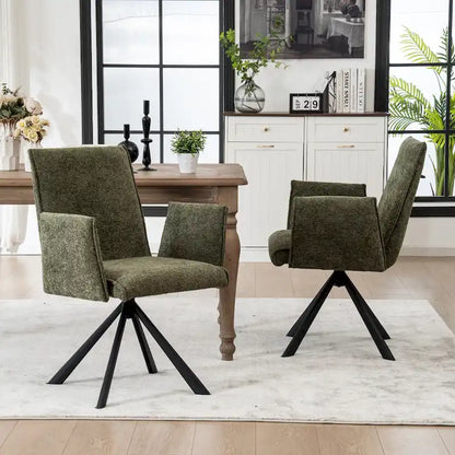 Modern Upholstered Dining Chairs with Swivel Metal Legs