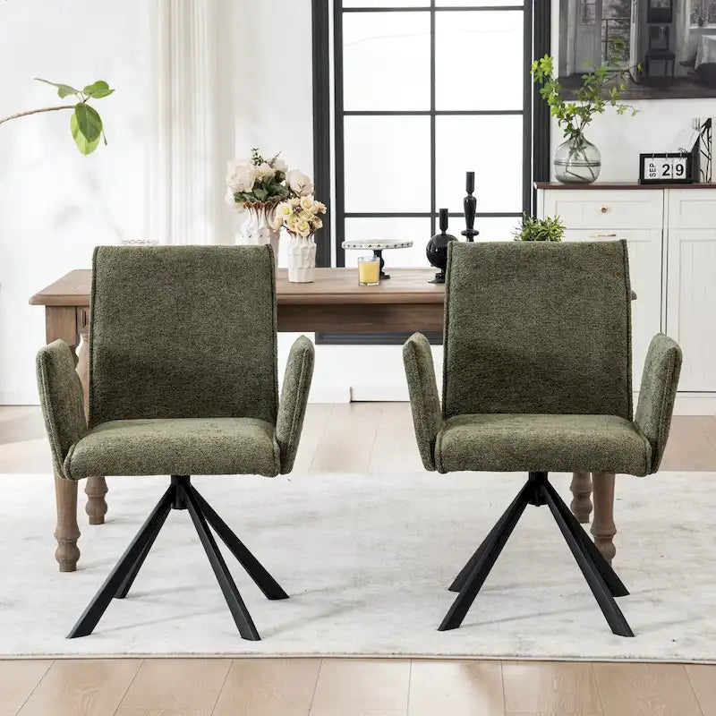 Modern Upholstered Dining Chairs with Swivel Metal Legs