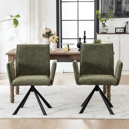 Modern Upholstered Dining Chairs with Swivel Metal Legs