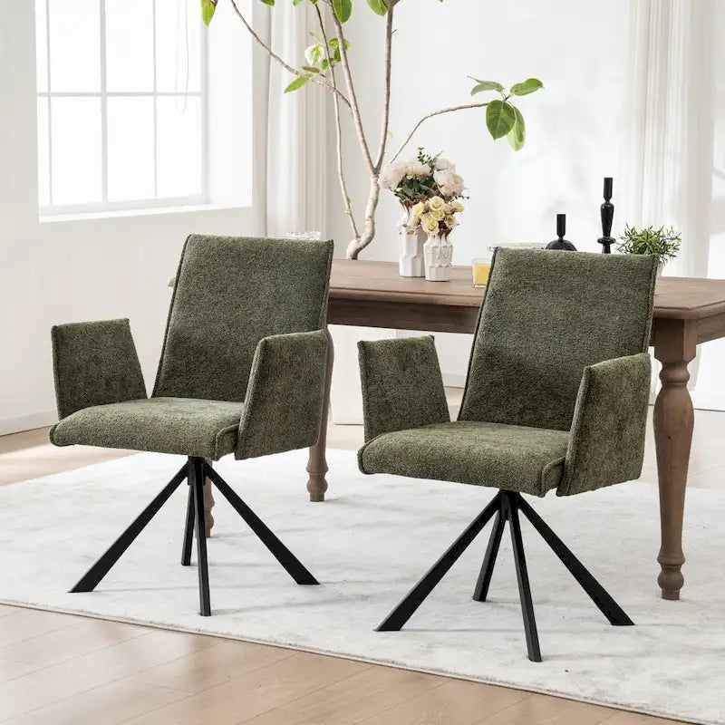 Modern Upholstered Dining Chairs with Swivel Metal Legs