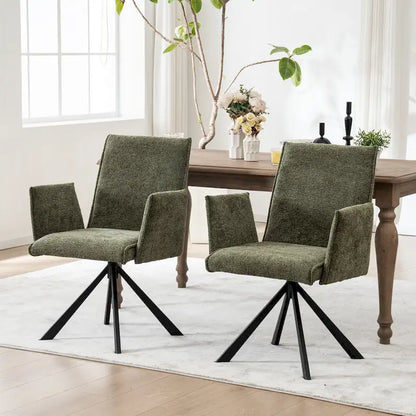 Modern Upholstered Dining Chairs with Swivel Metal Legs