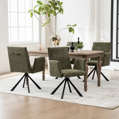 Modern Upholstered Dining Chairs with Swivel Metal Legs