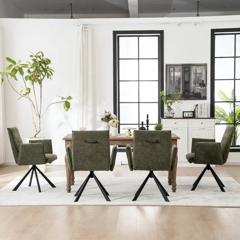 Modern Upholstered Dining Chairs with Swivel Metal Legs