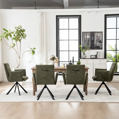 Modern Upholstered Dining Chairs with Swivel Metal Legs