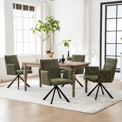 Modern Upholstered Dining Chairs with Swivel Metal Legs