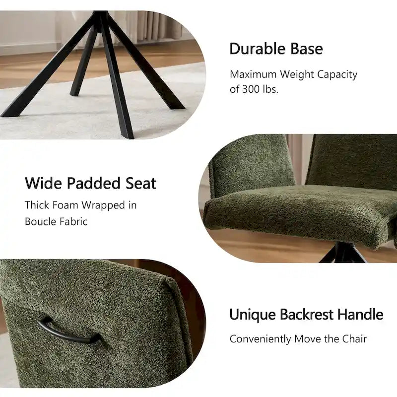 Modern Upholstered Dining Chairs with Swivel Metal Legs