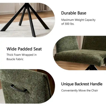 Modern Upholstered Dining Chairs with Swivel Metal Legs