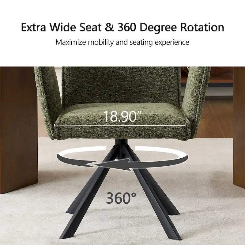 Modern Upholstered Dining Chairs with Swivel Metal Legs