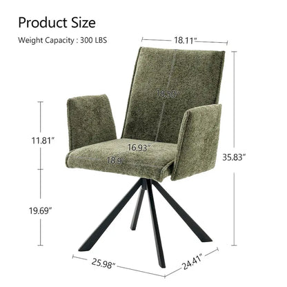 Modern Upholstered Dining Chairs with Swivel Metal Legs