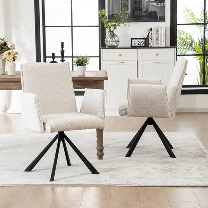 Modern Upholstered Dining Chairs with Swivel Metal Legs
