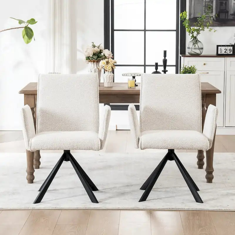 Modern Upholstered Dining Chairs with Swivel Metal Legs