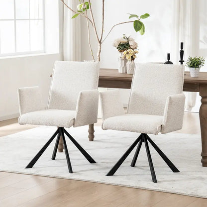 Modern Upholstered Dining Chairs with Swivel Metal Legs