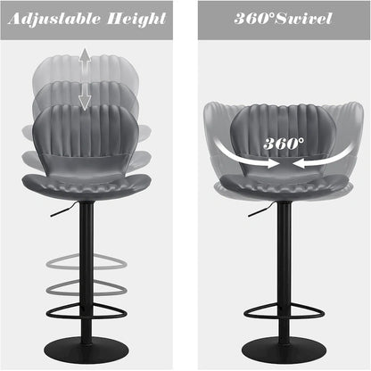 Modern Swivel Bar Chairs Adjustable Bar Stools Set of 4, Counter Height Bar Stools with High Backrest