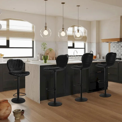 Modern Swivel Bar Chairs Adjustable Bar Stools Set of 4, Counter Height Bar Stools with High Backrest