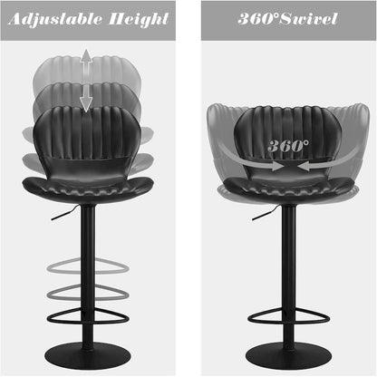 Modern Swivel Bar Chairs Adjustable Bar Stools Set of 4, Counter Height Bar Stools with High Backrest