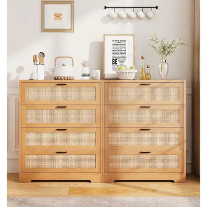 4 Drawer Dresser for Bedroom, Rattan Chest of Dressers
