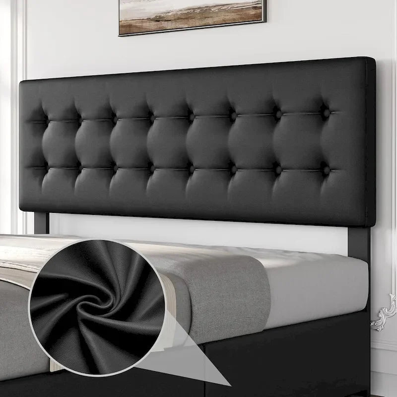 Bed Frame with Adjustable Headboard and 4 Storage Drawers