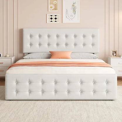 Bed Frame with Adjustable Headboard and 4 Storage Drawers