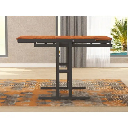 Versatile Convertible Dining Table with Industrial Rustic Design for Compact Spaces