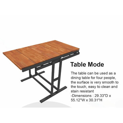 Versatile Convertible Dining Table with Industrial Rustic Design for Compact Spaces