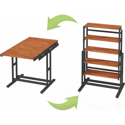 Versatile Convertible Dining Table with Industrial Rustic Design for Compact Spaces