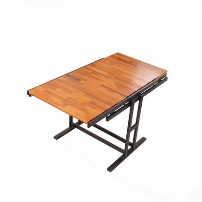 Versatile Convertible Dining Table with Industrial Rustic Design for Compact Spaces
