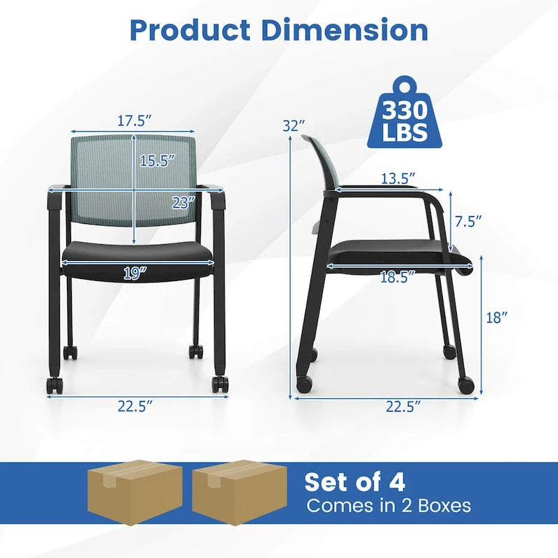 Costway Conference Chairs Set of 2/4 Stackable Office Guest Mesh Chair