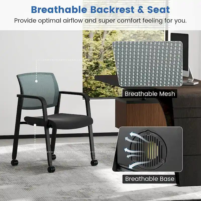 Costway Conference Chairs Set of 2/4 Stackable Office Guest Mesh Chair