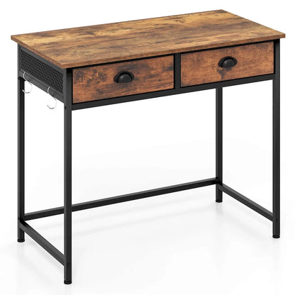 Costway Space Saving Home Computer Desk with 2 Fabric Drawers 4 - See Details