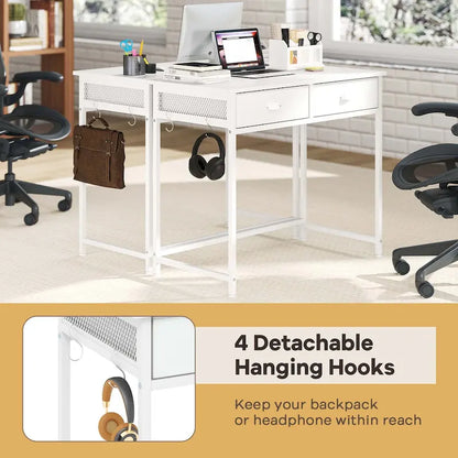 Costway Space Saving Home Computer Desk with 2 Fabric Drawers 4 - See Details